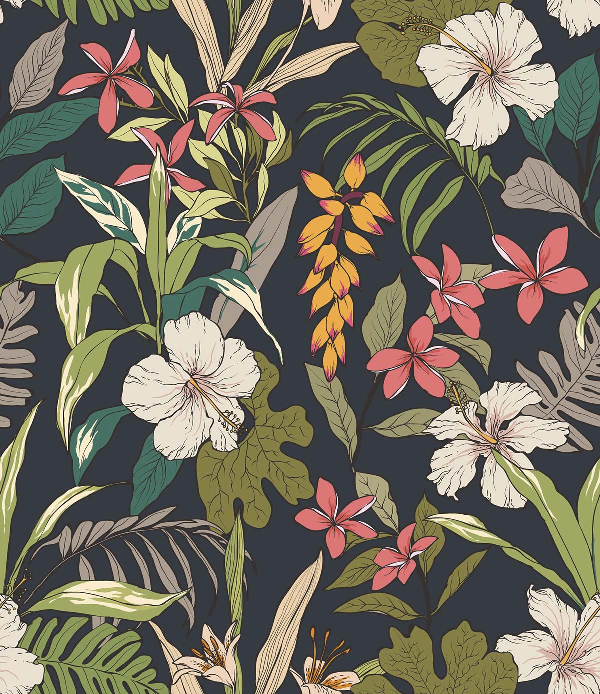 A pattern of flowers and leaves