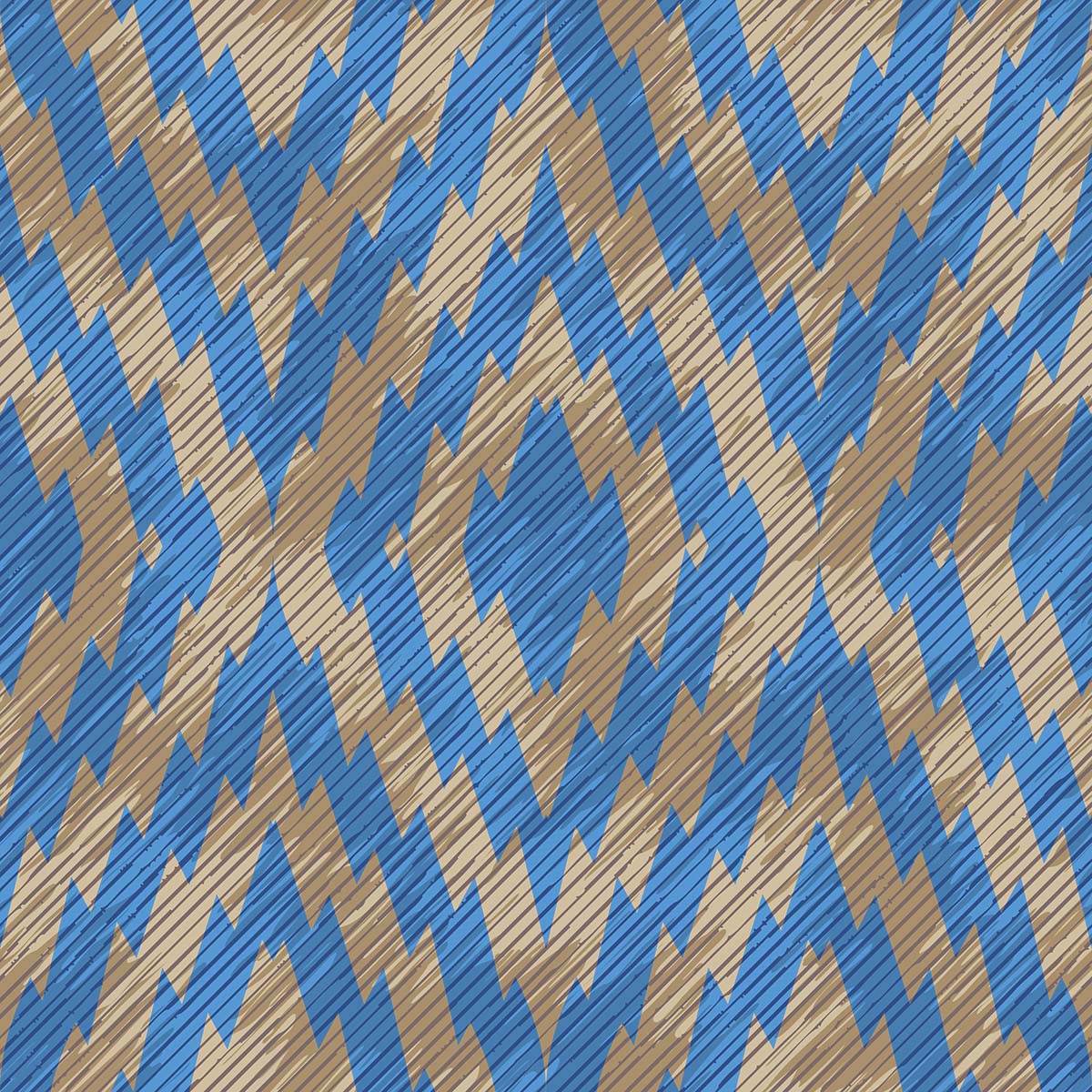 A blue and tan zigzag pattern