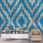 A blue and tan zigzag pattern