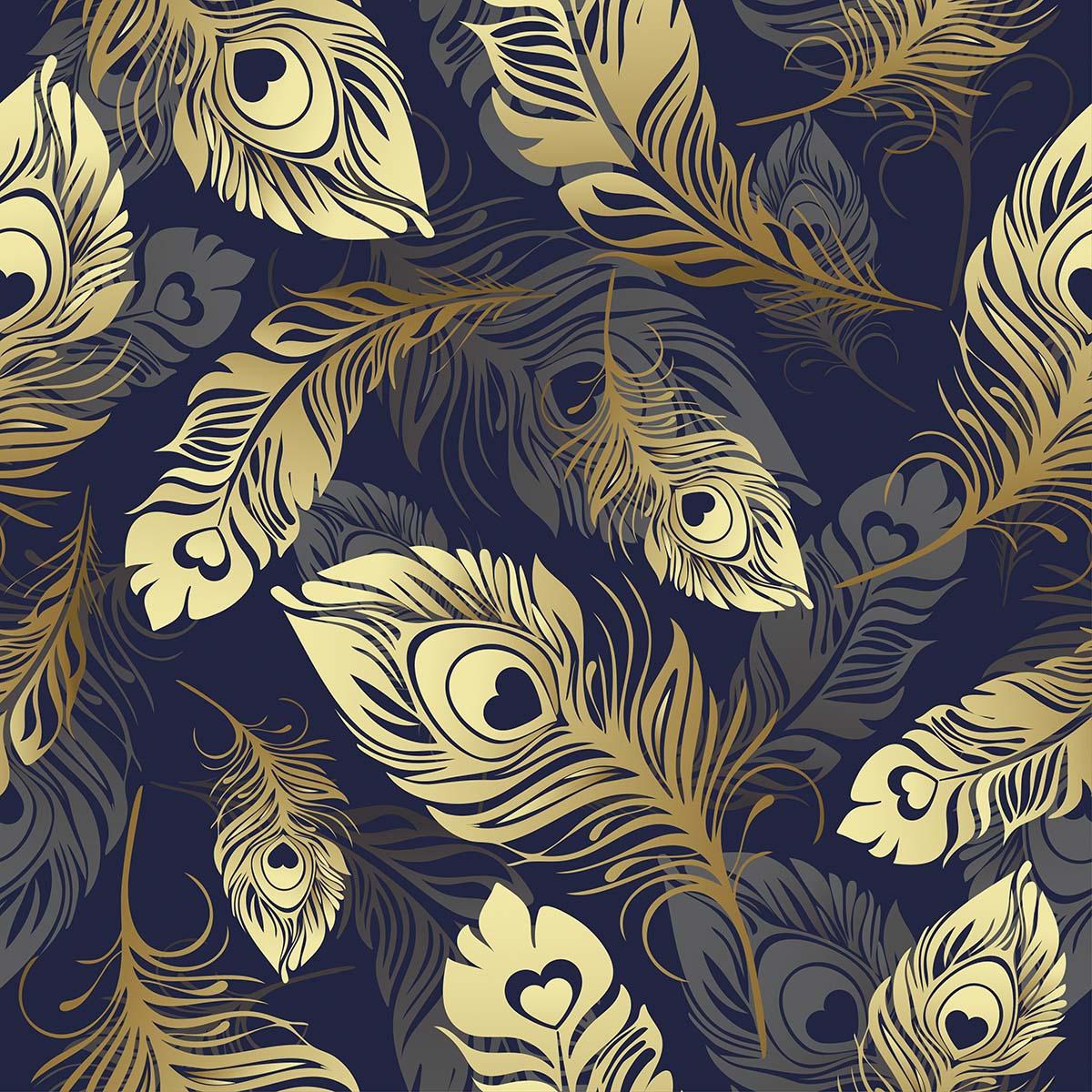 A pattern of gold and black feathers