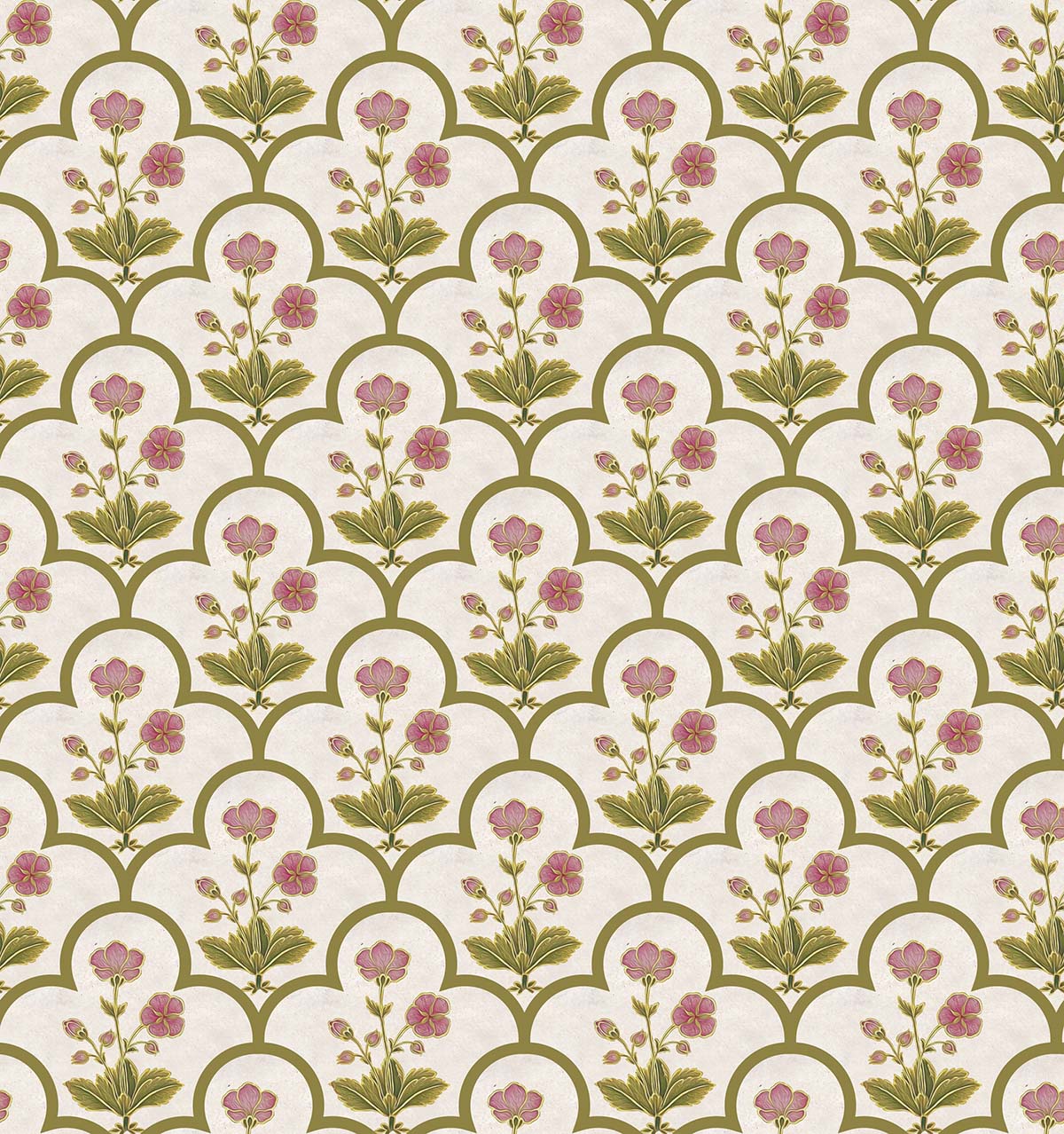 A pattern of flowers and leaves