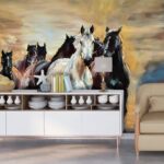 Running Horses Painting Wallpaper for Walls