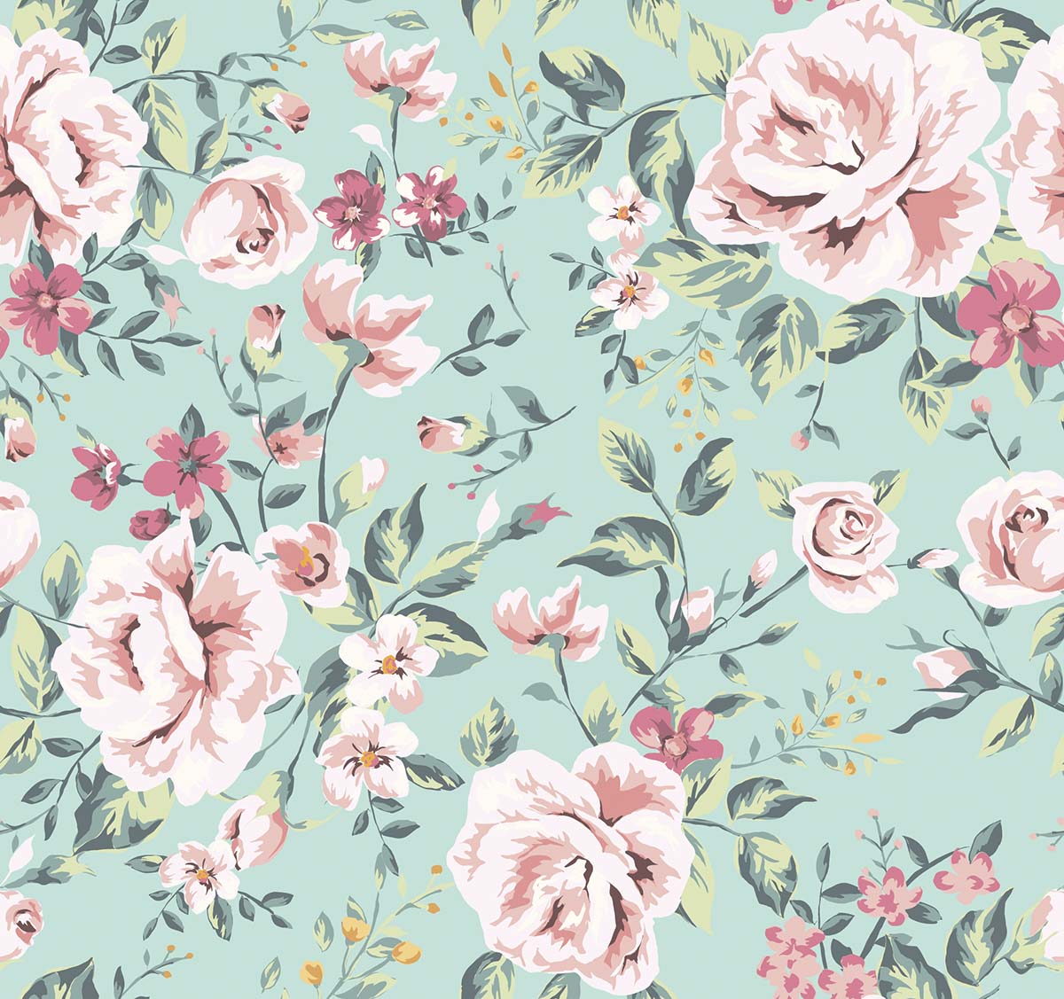 Pink Flowers Patterned Wallpaper for Home