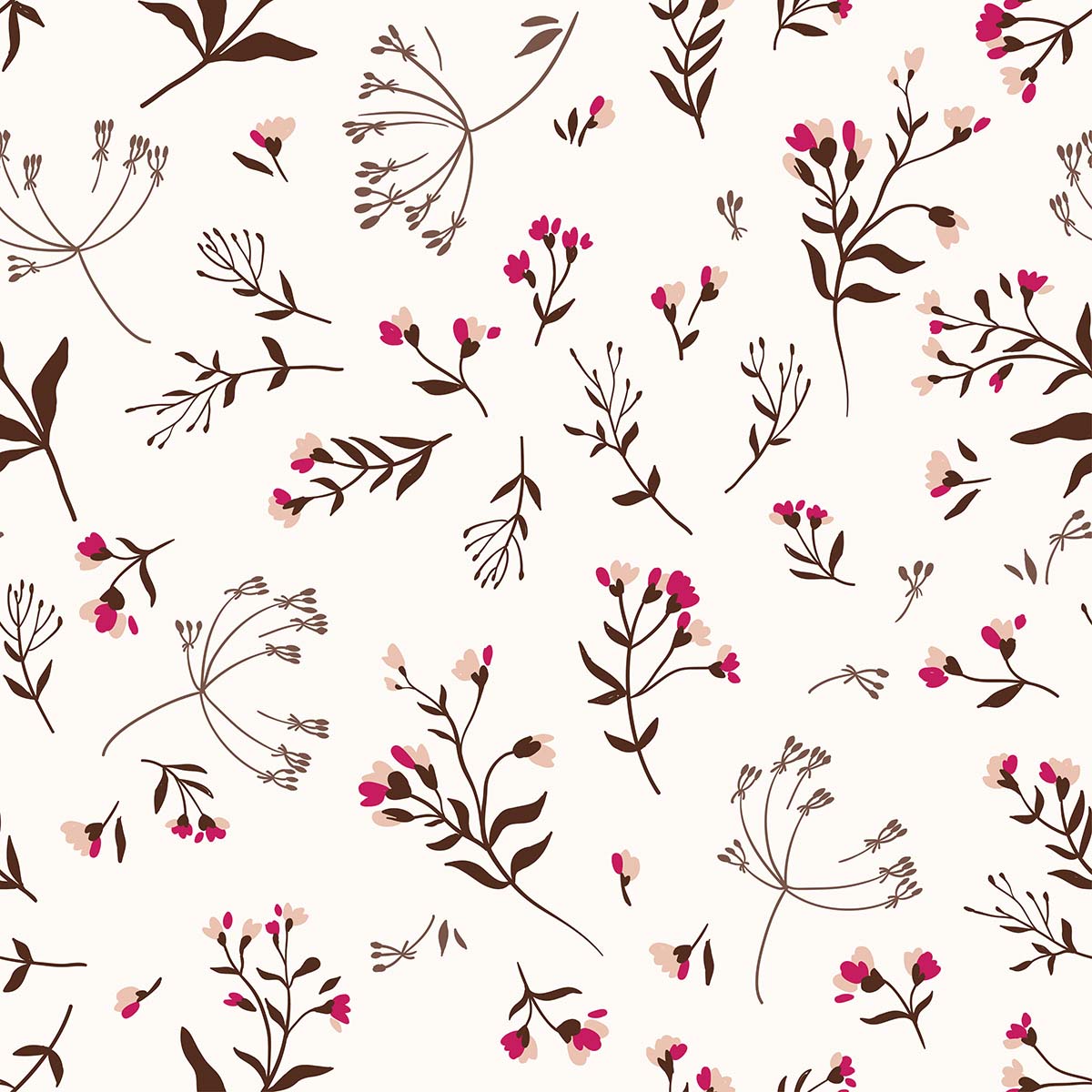 A pattern of flowers and leaves