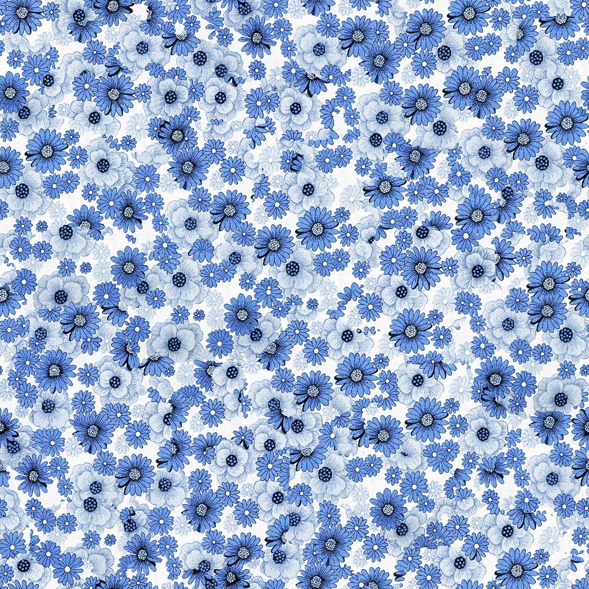 A pattern of blue flowers