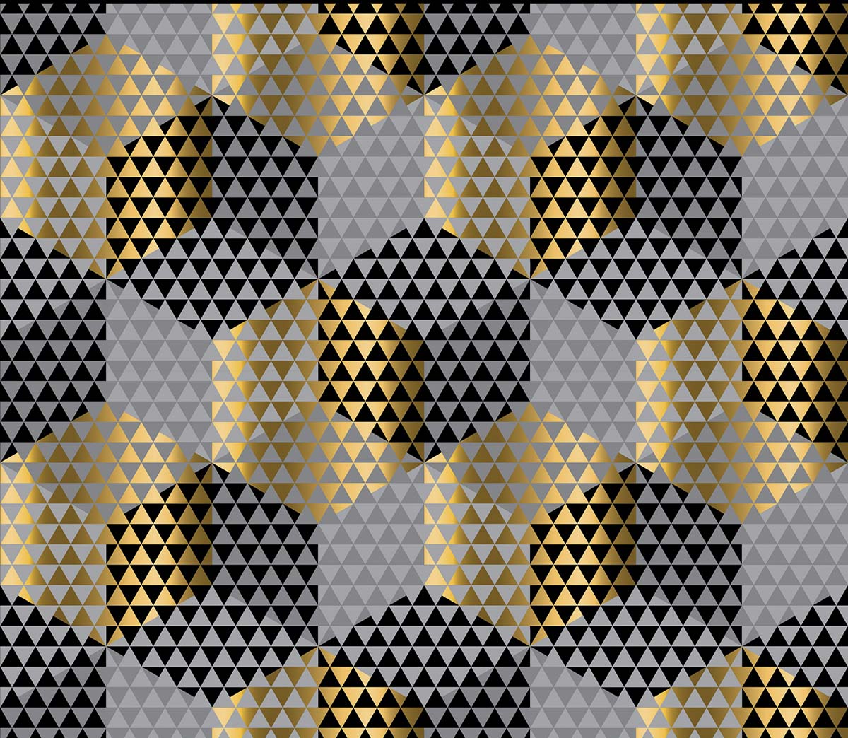 A pattern of black and gold triangles