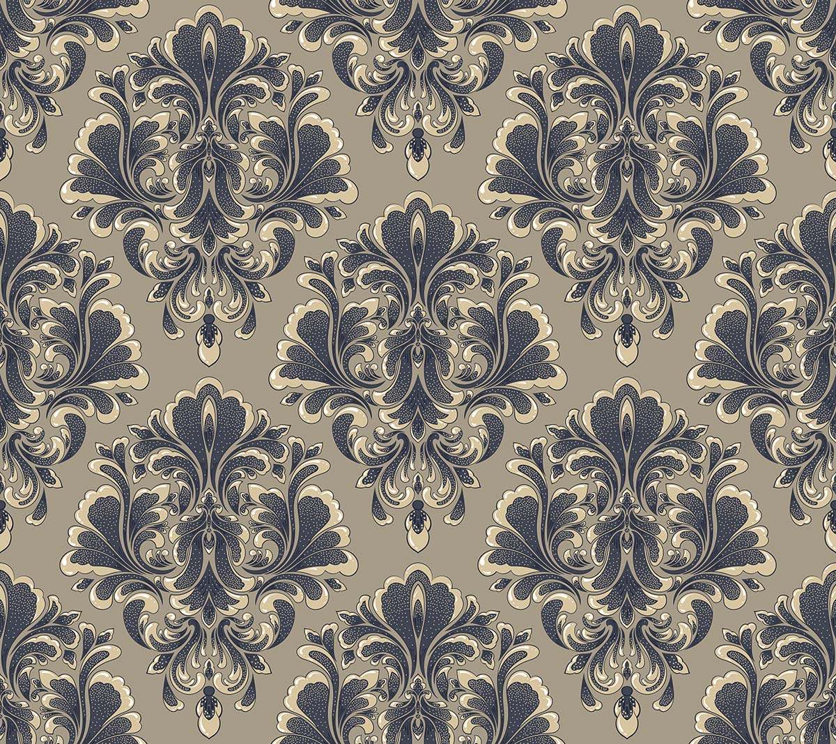 A pattern of blue and white floral designs