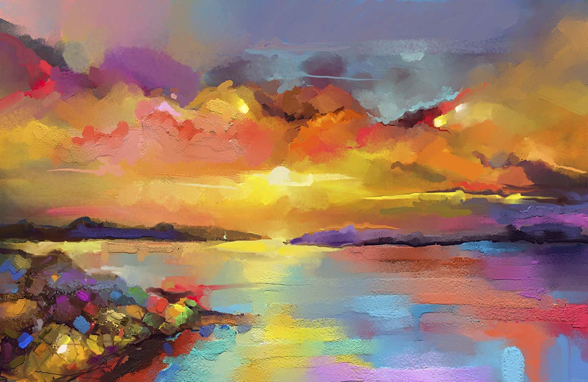 A colorful sky over water