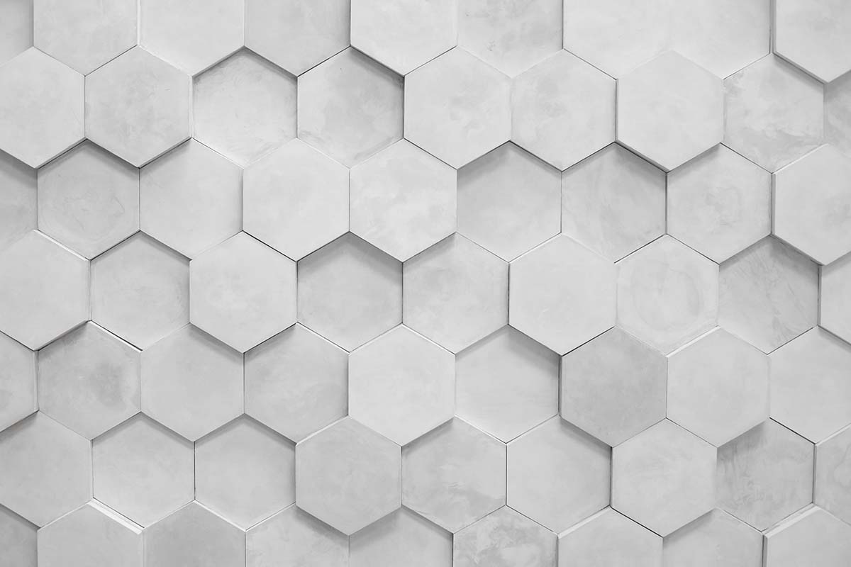 A white hexagons on a wall