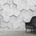 A white hexagons on a wall