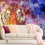 A tiger with colorful background