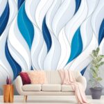 A white and blue wavy pattern