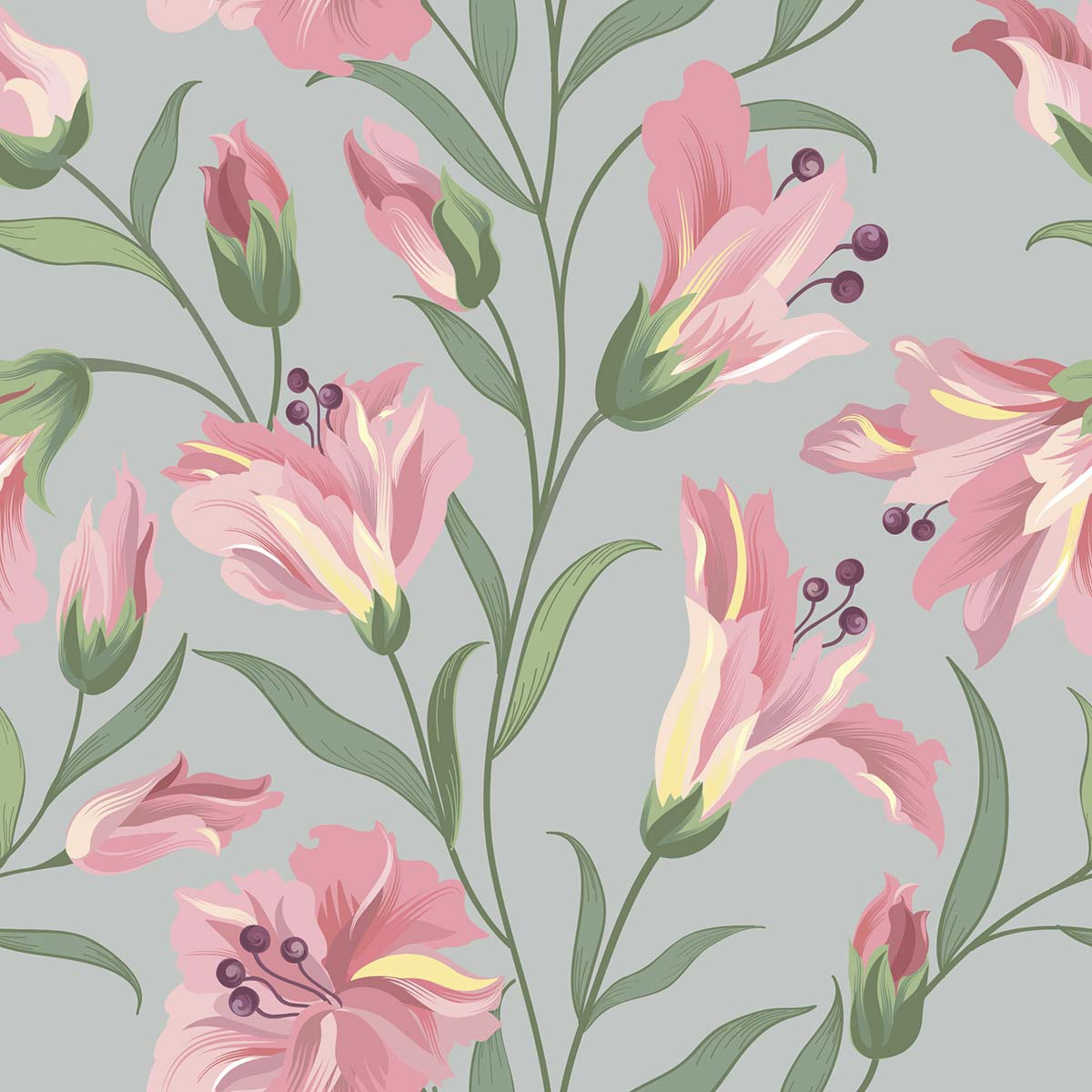 A floral pattern with pink flowers