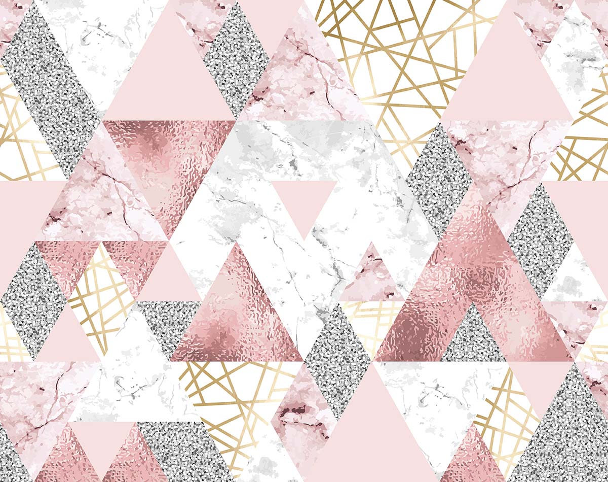 A pink and silver triangles and triangles