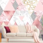 A pink and silver triangles and triangles