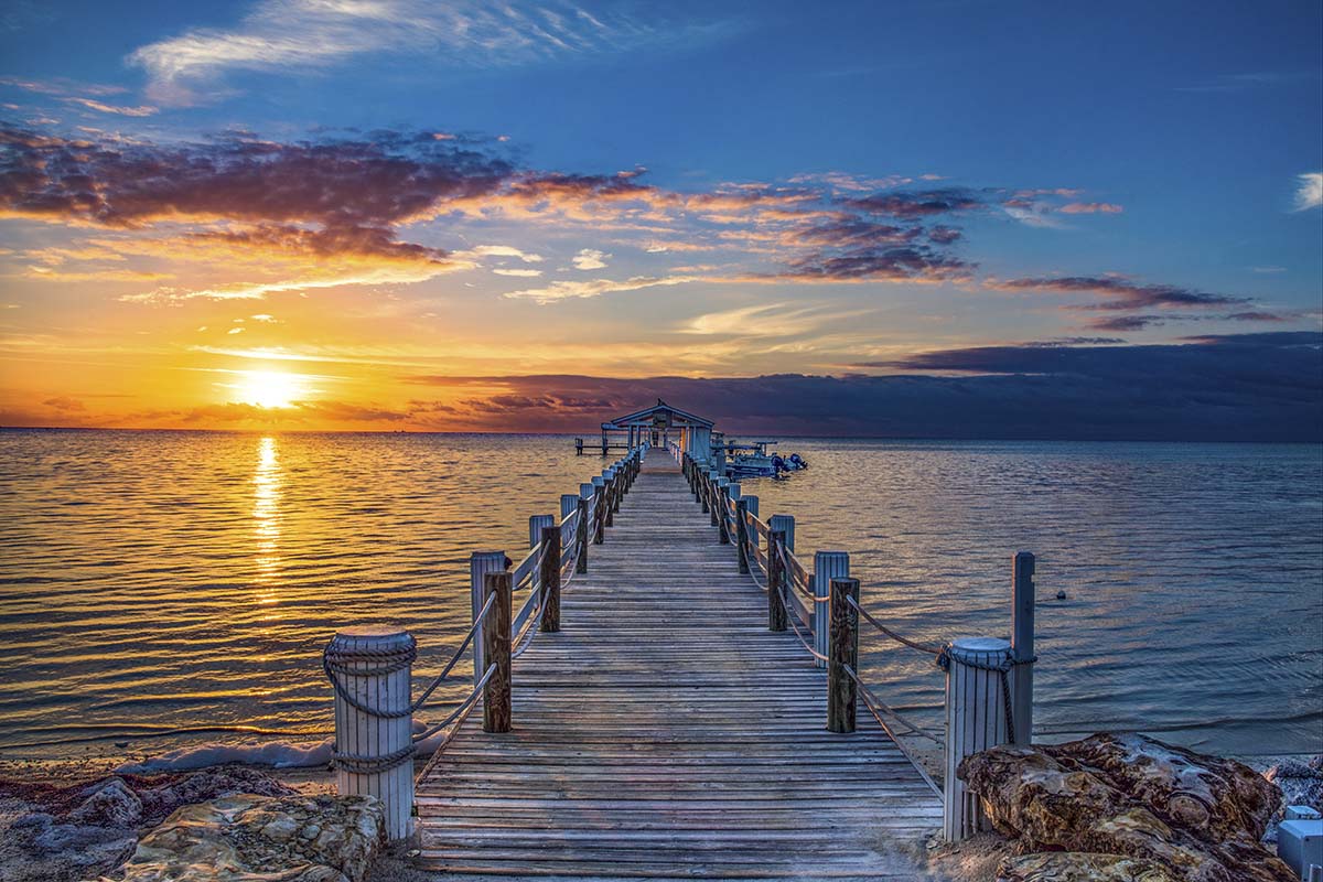 A dock leading to the water