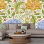 Colorful Leaves and Flower Pattern Wallpaper