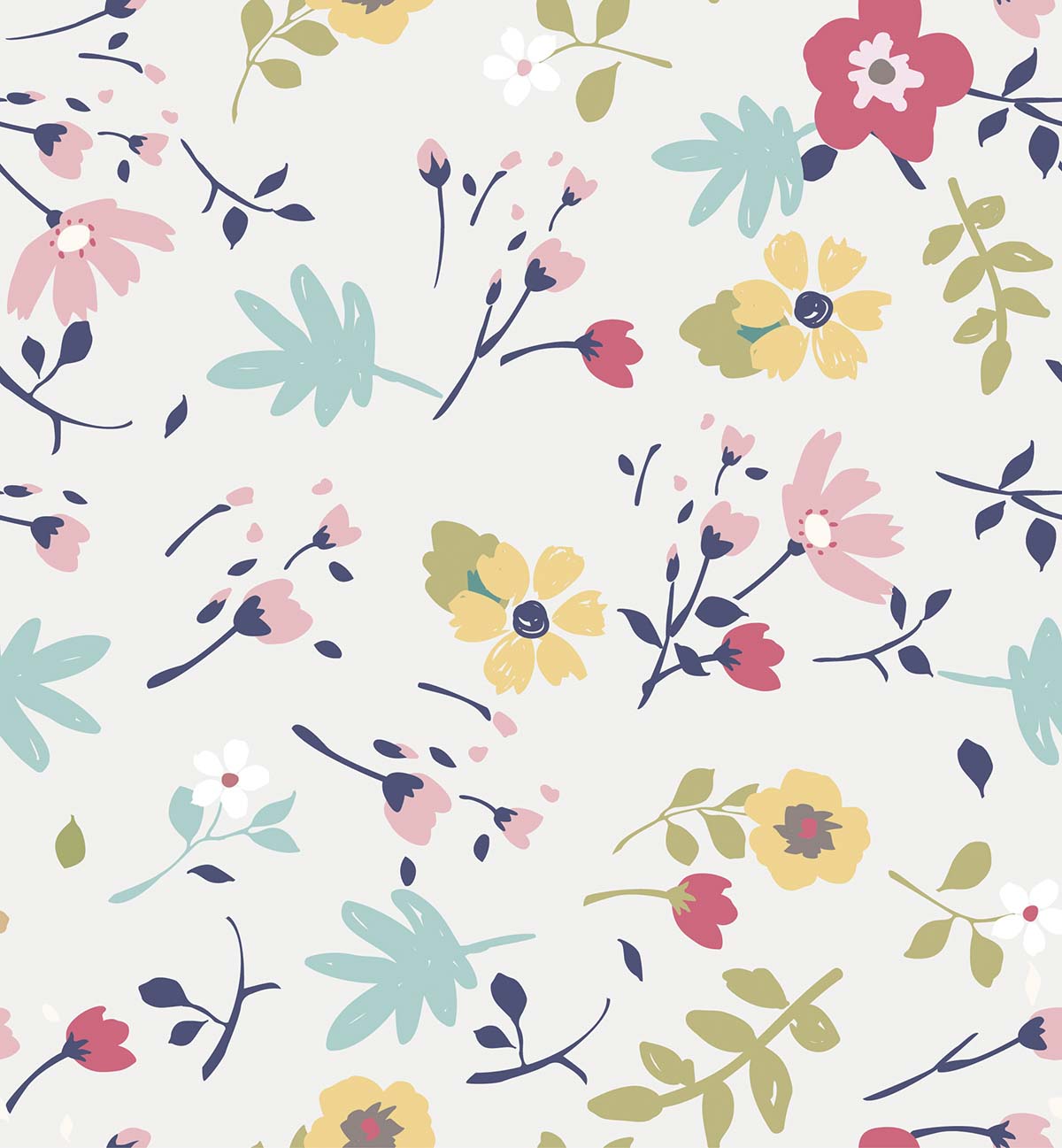 A pattern of flowers and leaves