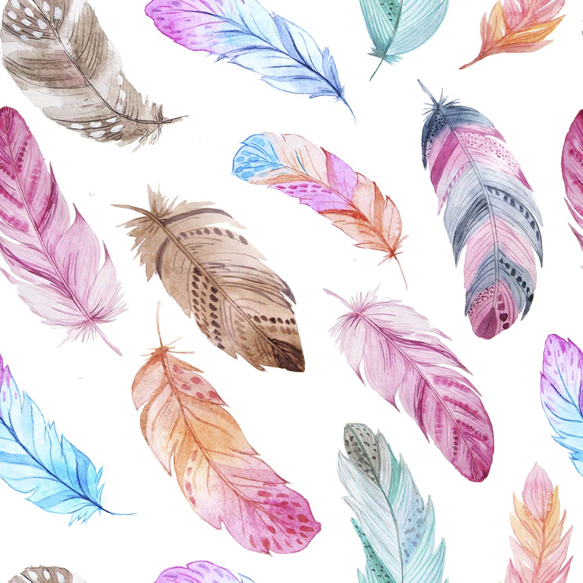A pattern of colorful feathers