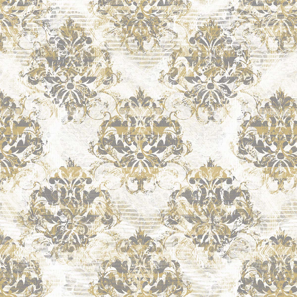 A pattern of gold and grey flowers