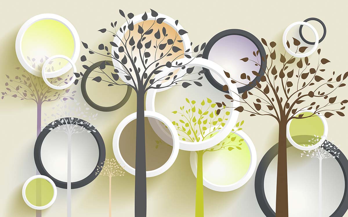 A group of trees with circles