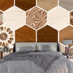 A pattern of hexagons and wood