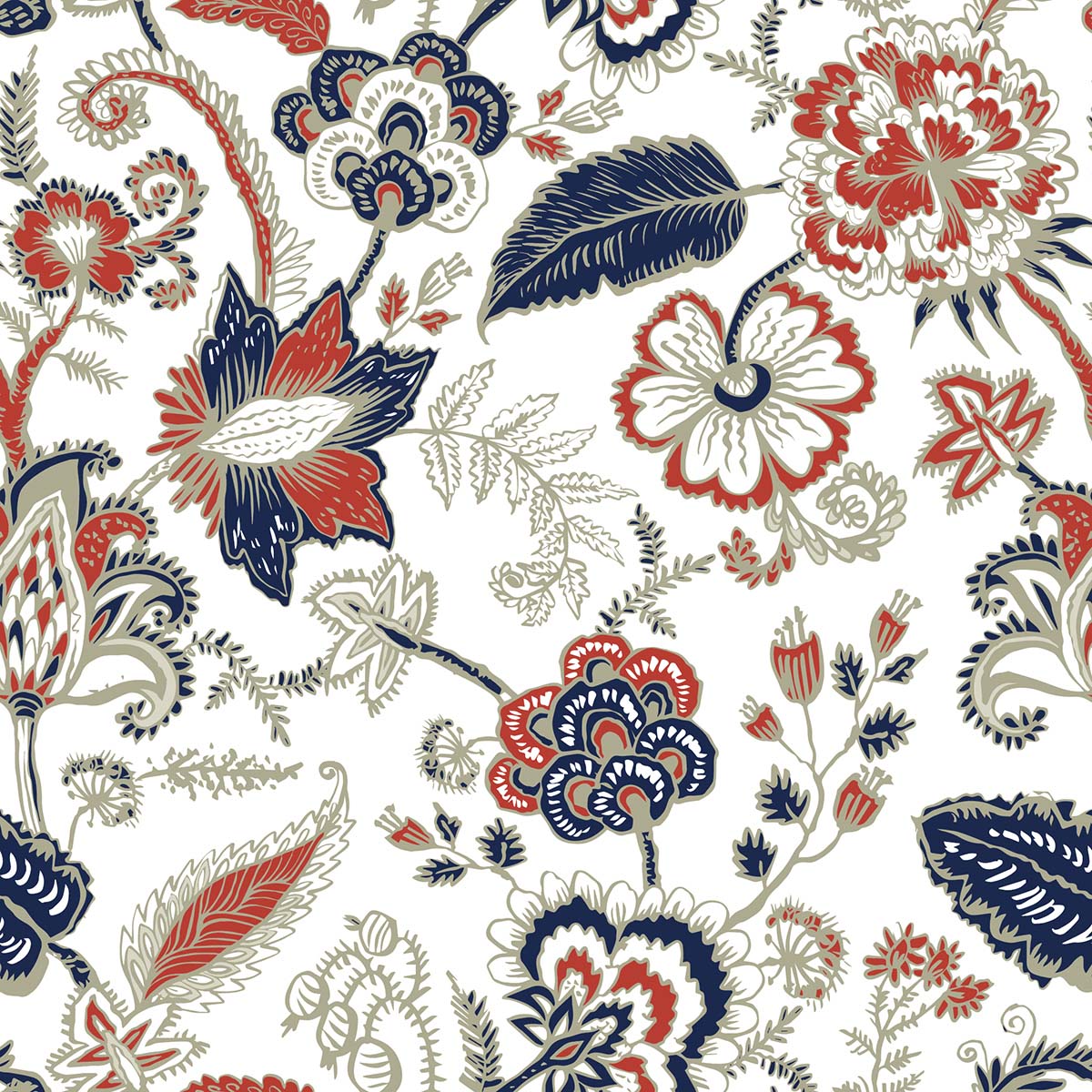 A pattern of flowers and leaves