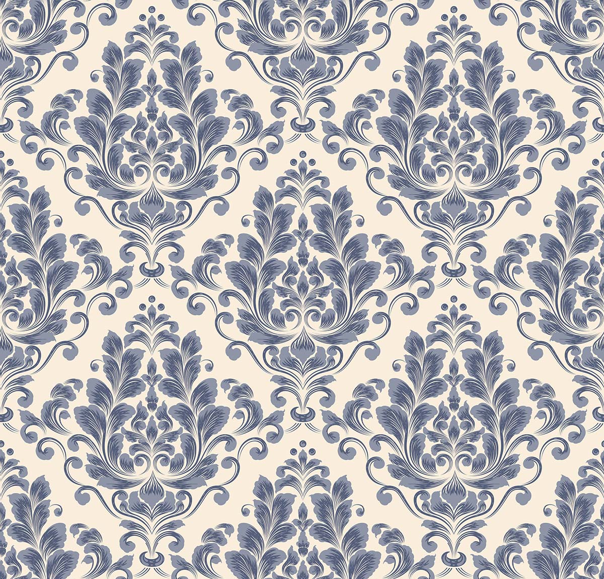 A wallpaper with blue and white floral designs