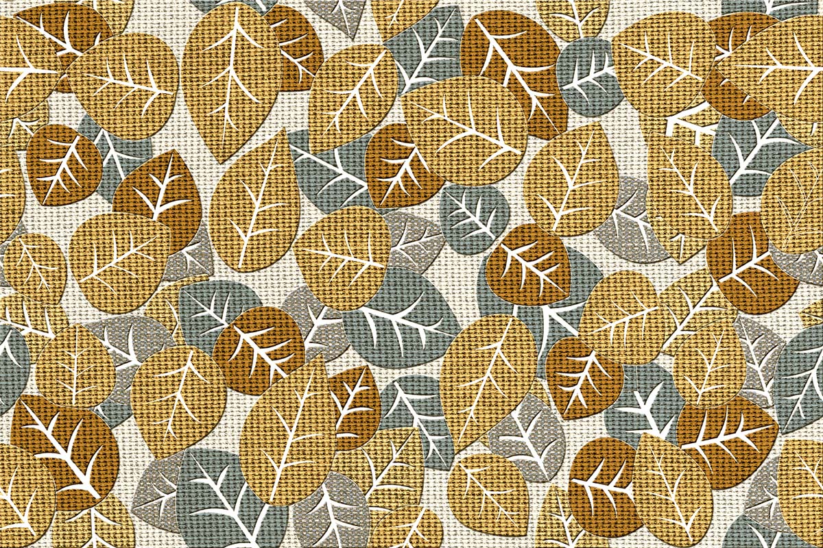 A pattern of leaves on a fabric surface