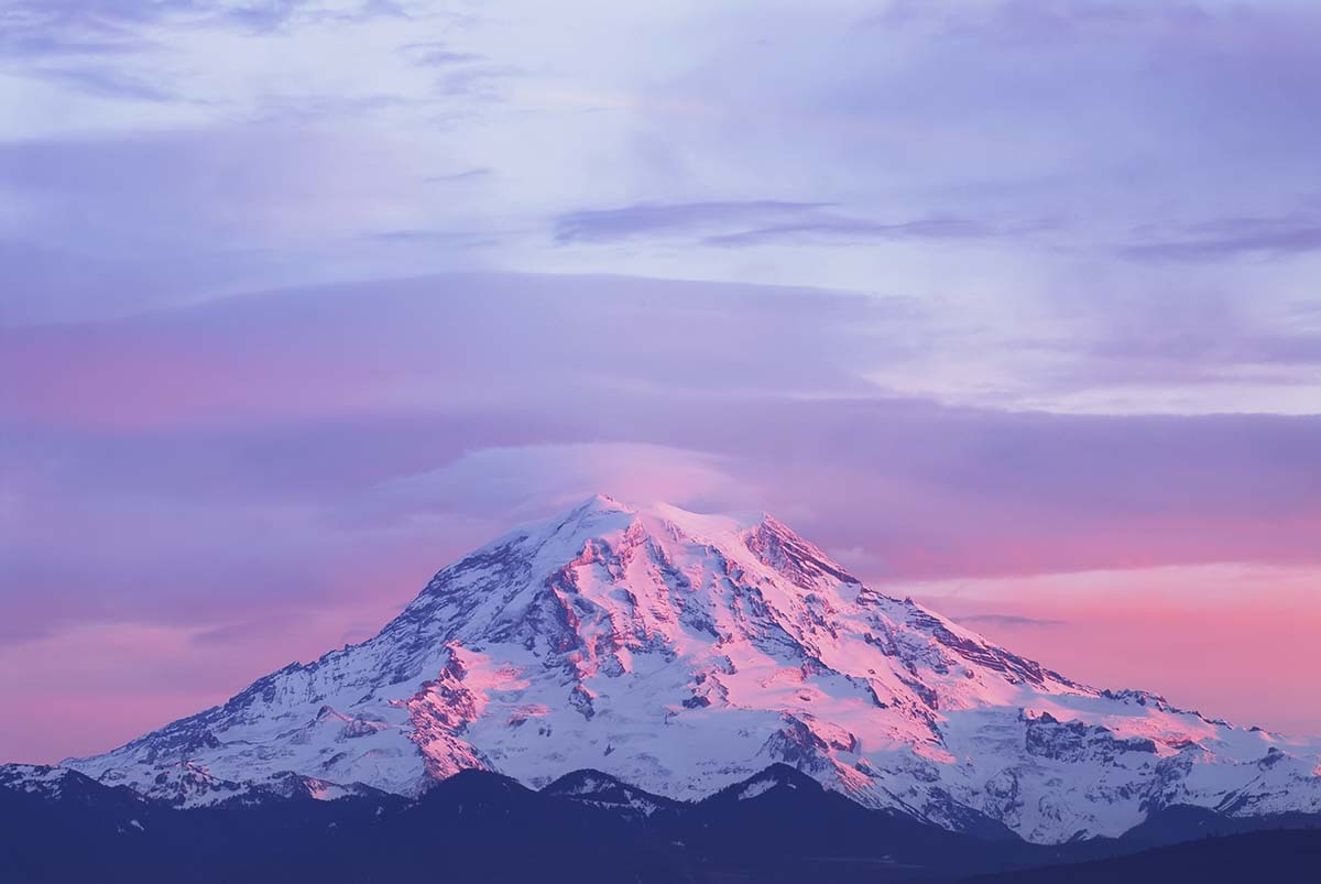 A mountain with snow on top