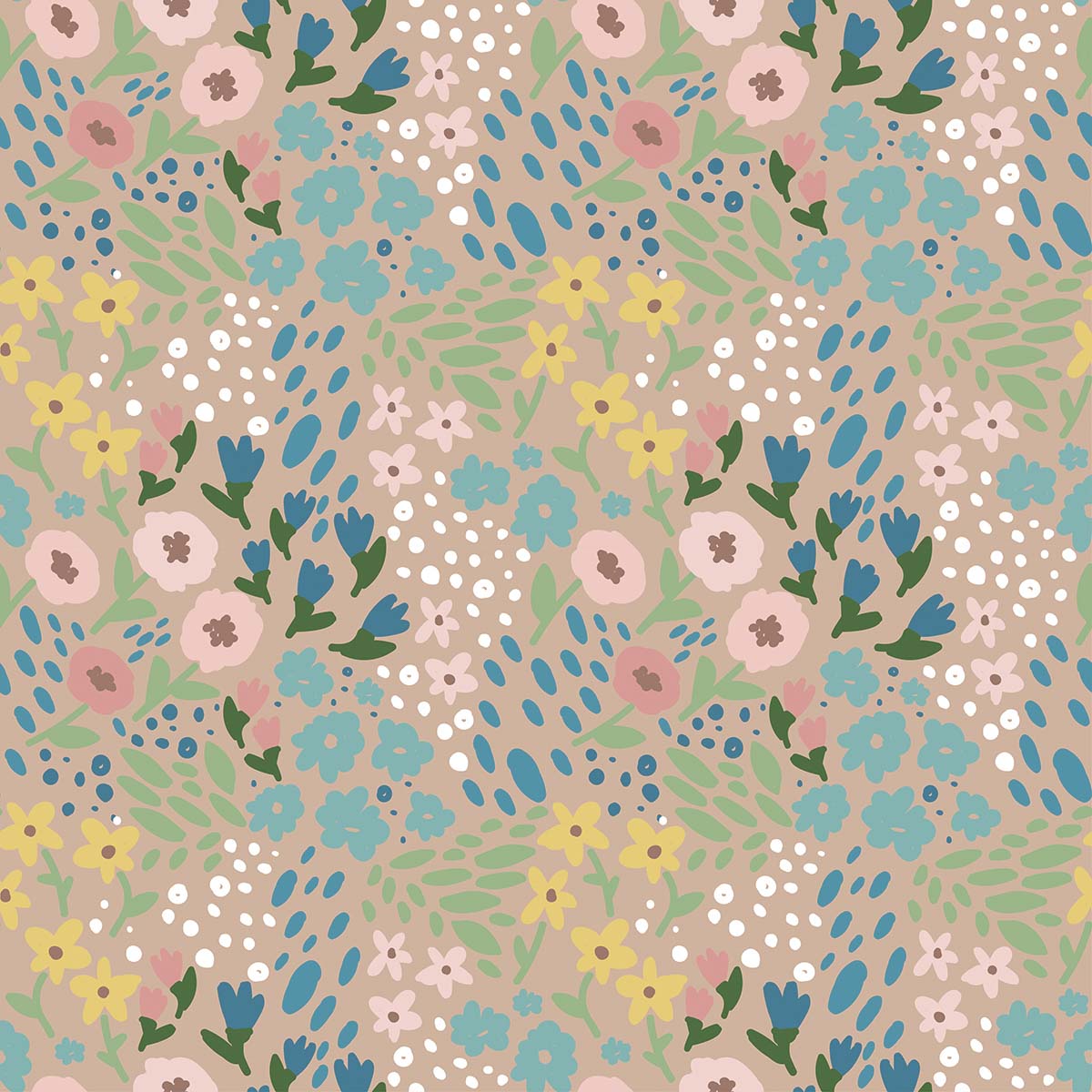 A pattern of flowers and leaves