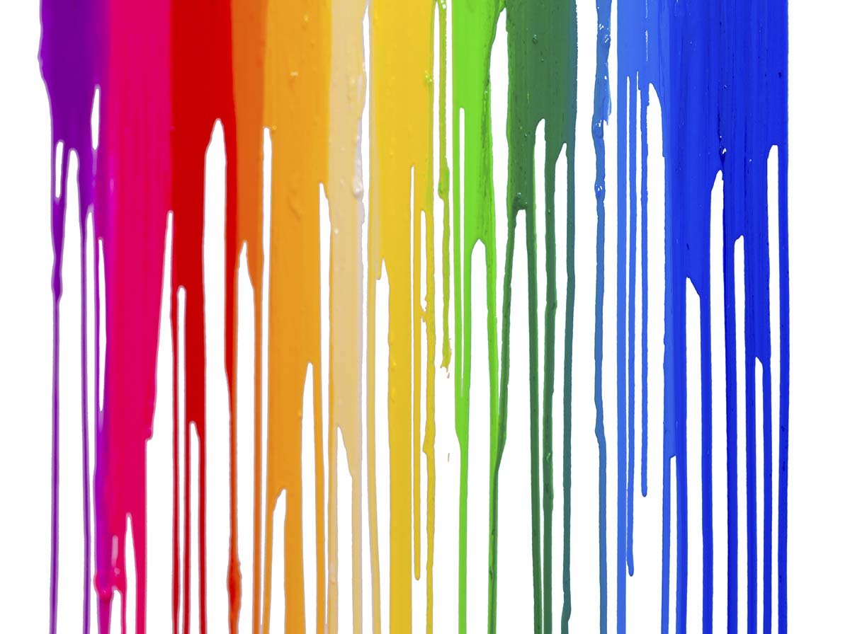 A rainbow colored paint dripping down