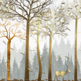 Deer in Forest Scenery Wallpaper for Wall