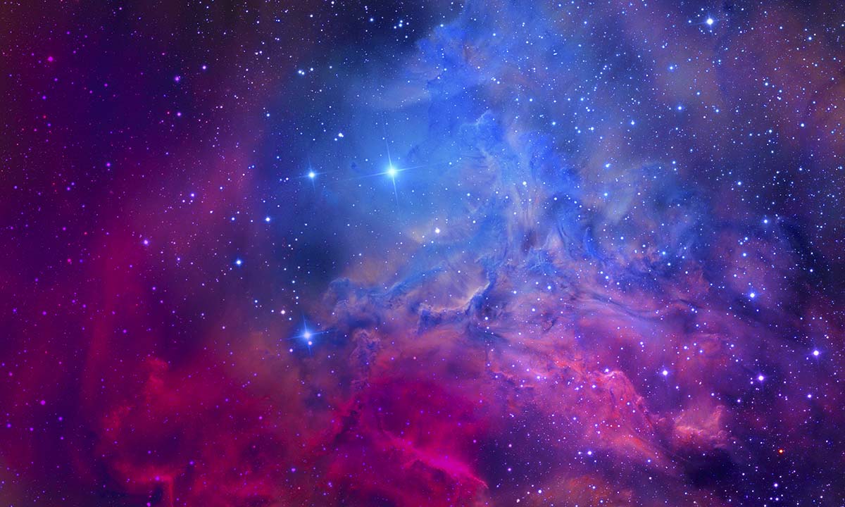 A colorful clouds and stars in space