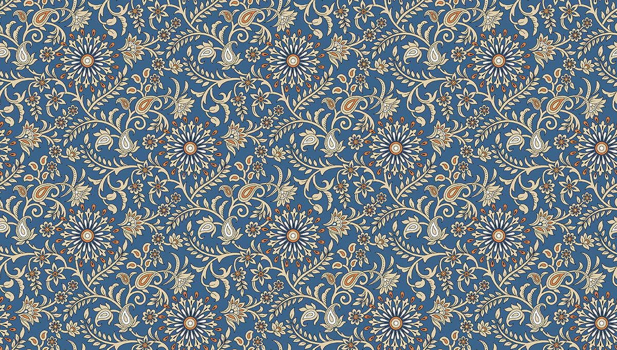 A blue and orange floral pattern