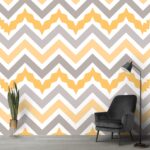 A pattern of yellow and grey zigzag lines