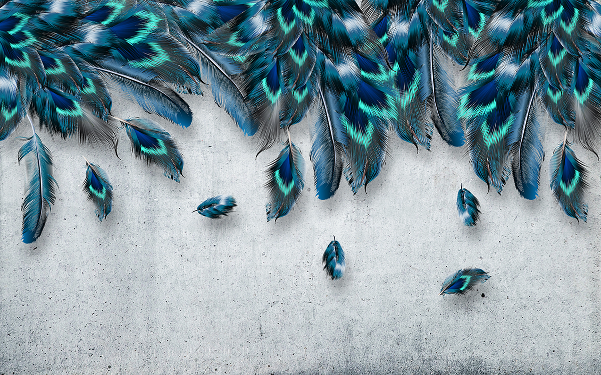 A group of blue feathers
