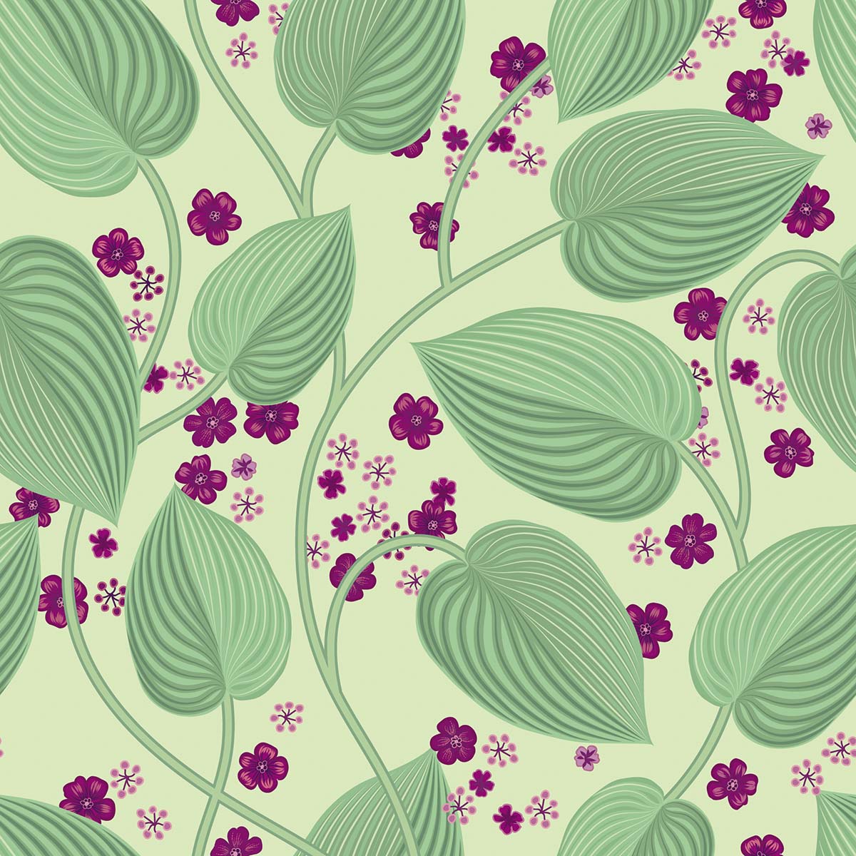 A green and pink floral pattern