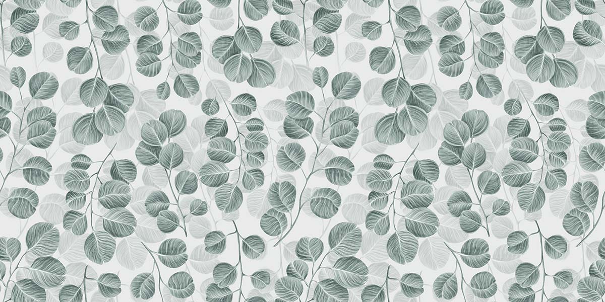 A pattern of leaves on a white background