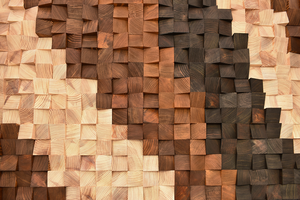 A wall of wood blocks