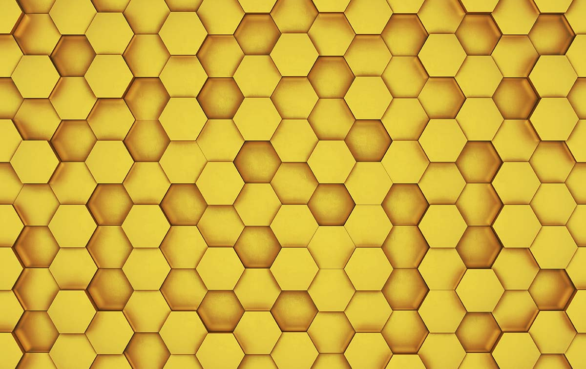 A yellow hexagons on a surface