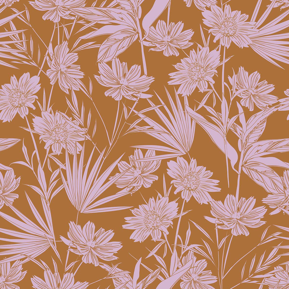 A pattern of flowers and leaves