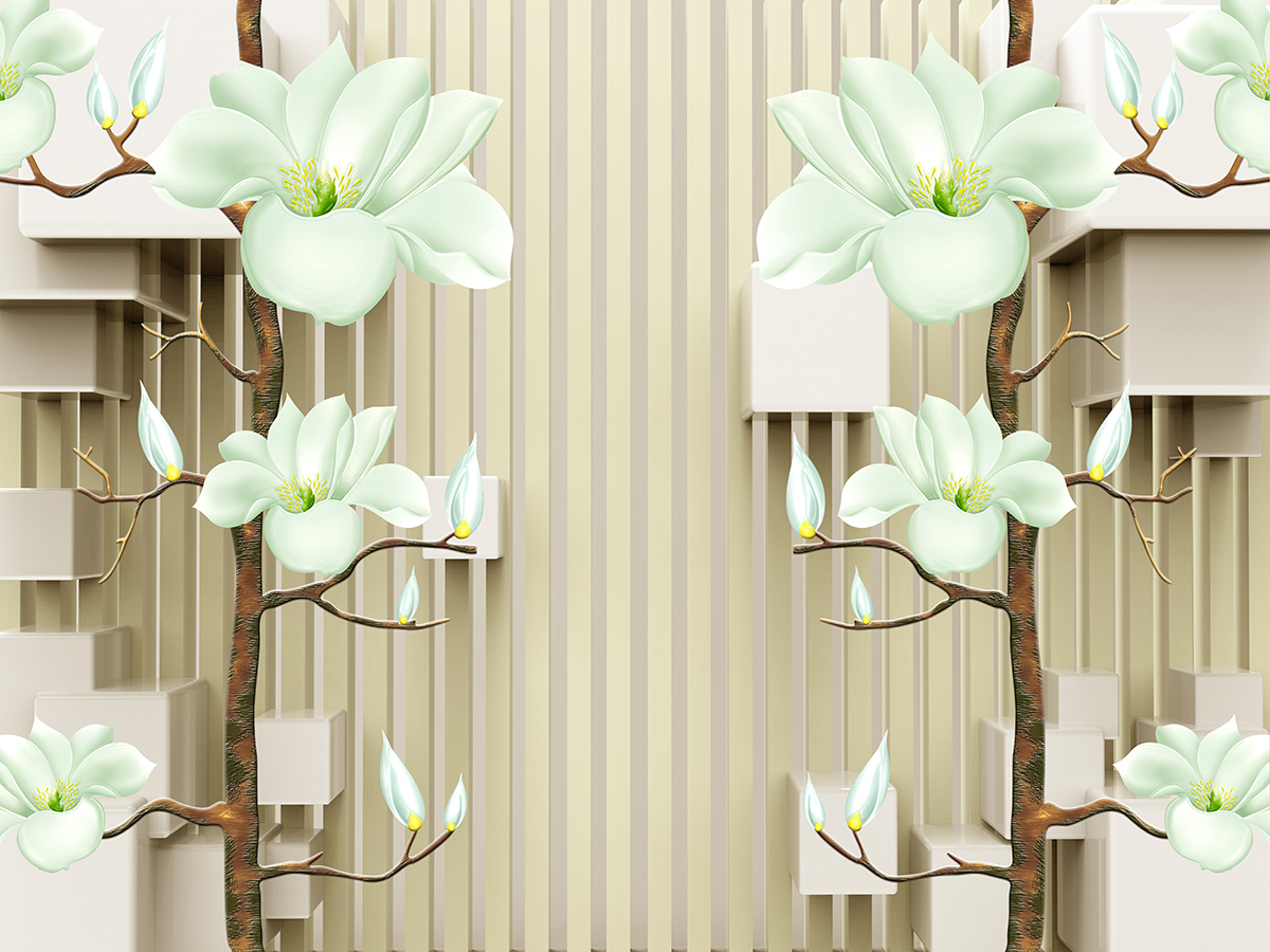 A wallpaper with white flowers