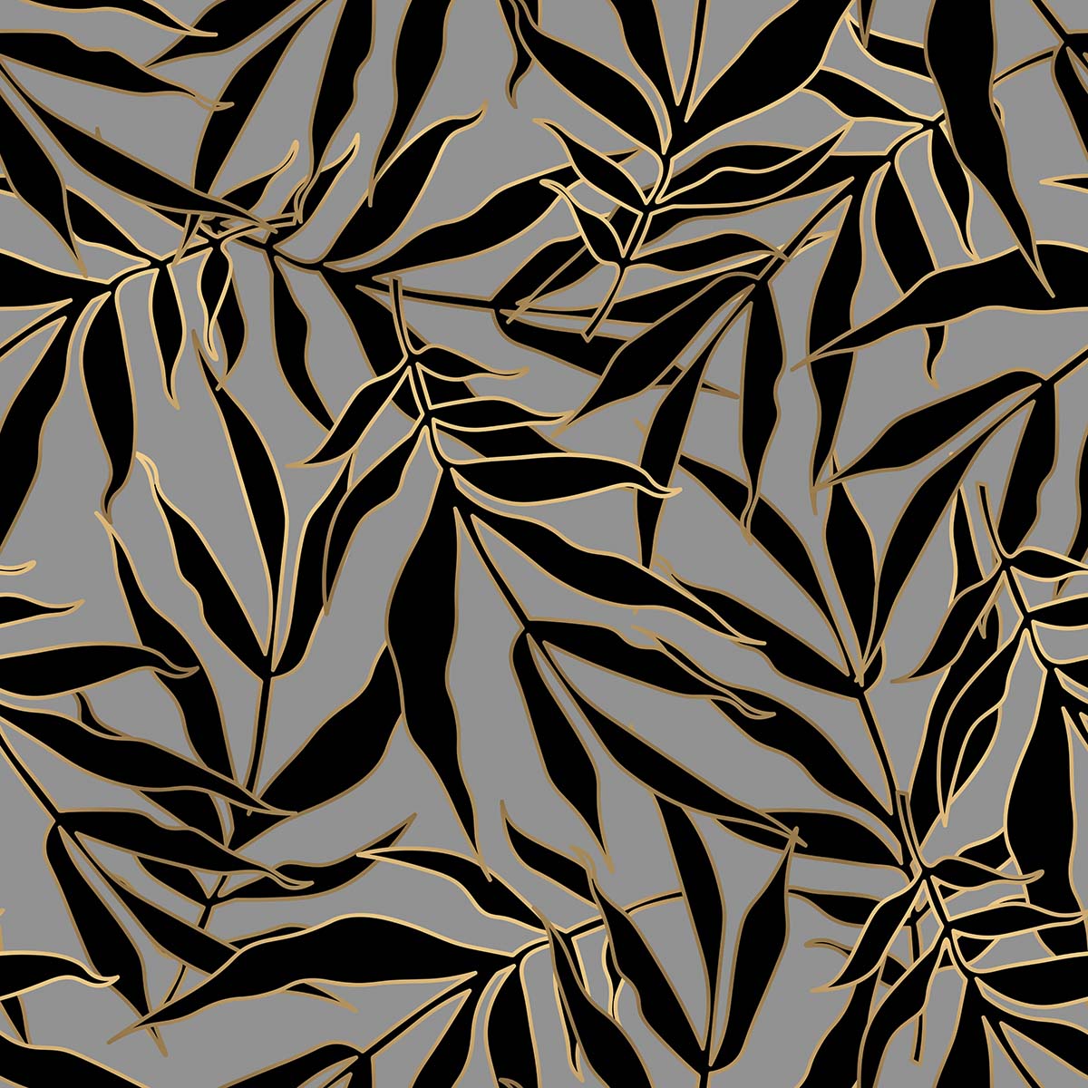 A pattern of leaves on a gray background