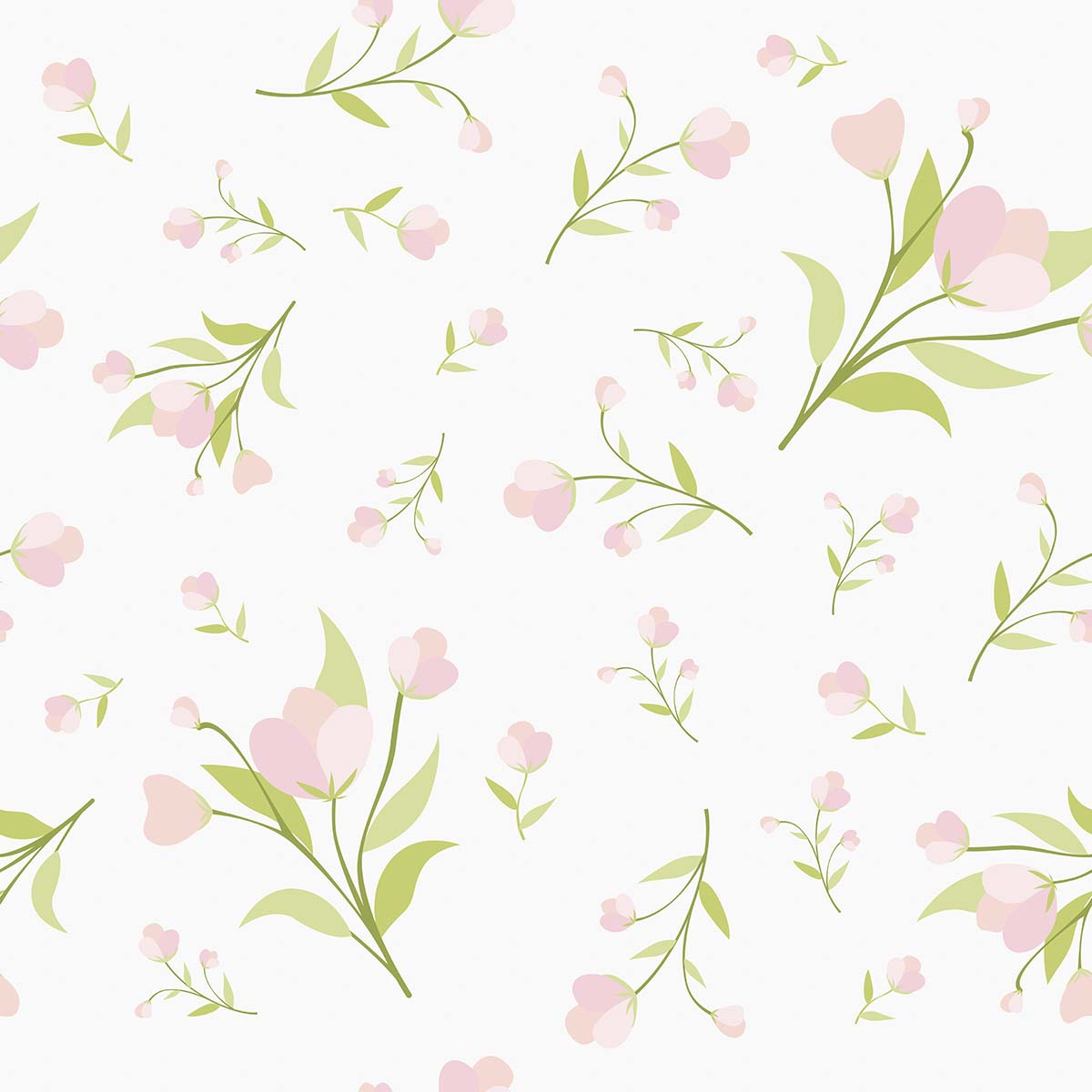 A pattern of pink flowers and green leaves