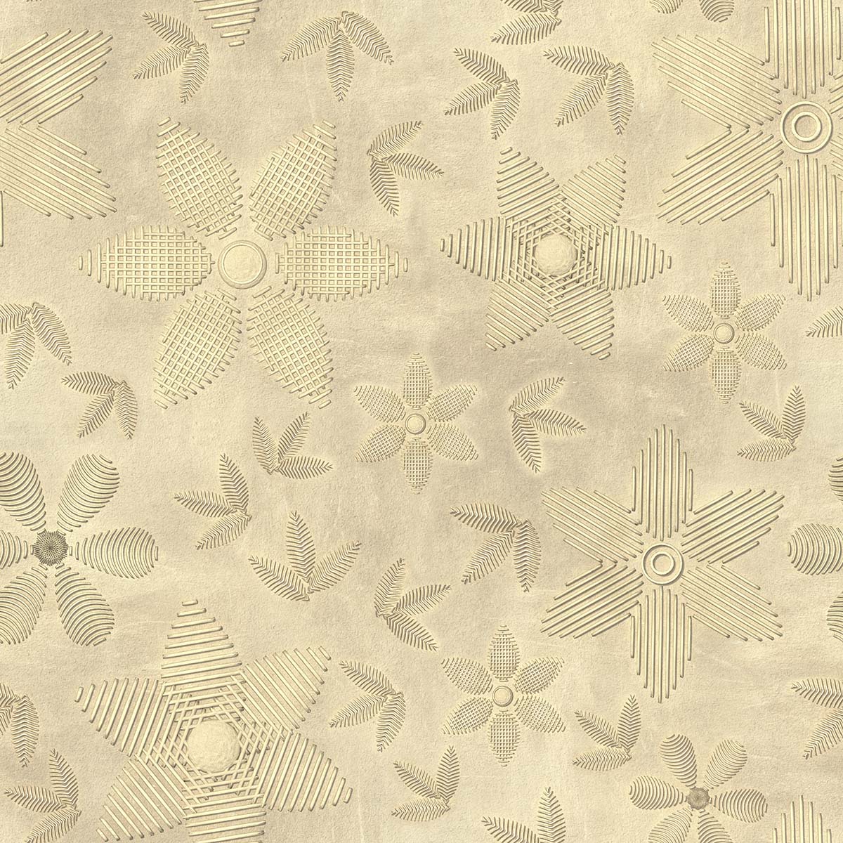 A pattern of flowers and leaves