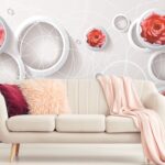 A wallpaper with circles and roses