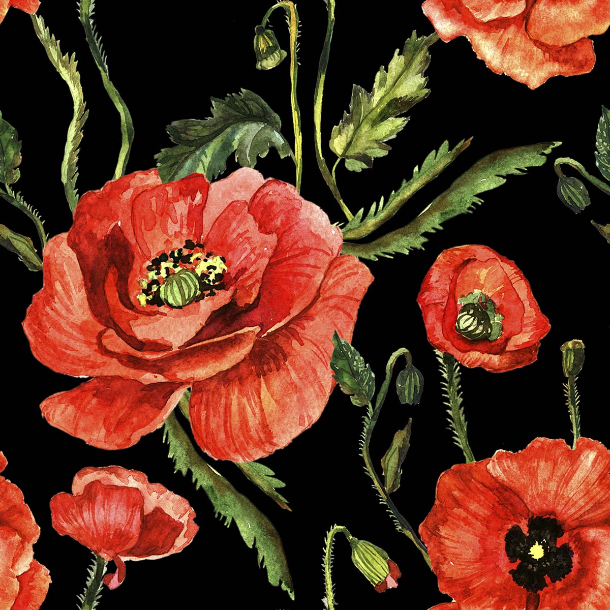 A watercolor painting of red flowers