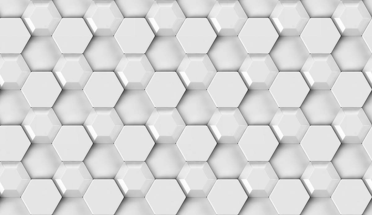 A white hexagons on a white surface