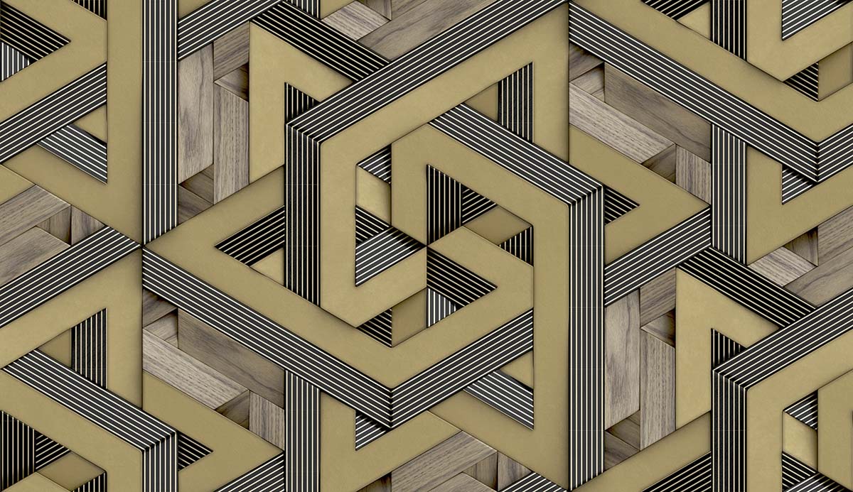 A pattern of wood and black stripes